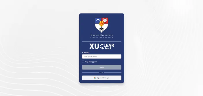 ClearTrack sign-in screen with Xavier University branding